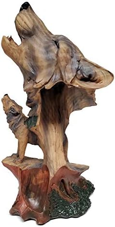 Волк декор врежано дрво изгледа фигура биста, 9-инчи