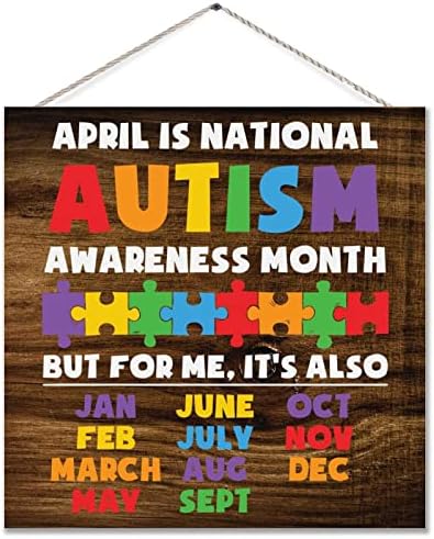 Април е Национален месец за аутизам рустикален wallиден украс декор за аутизам знак за подигнување на свесност за сложувалка