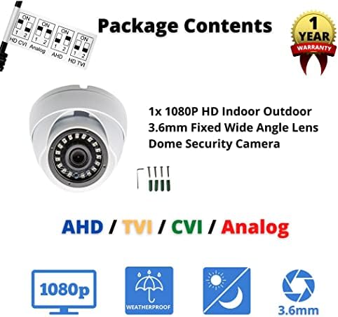 Evertech HD 1080p TVI AHD CVI Аналогна Безбедносна Купола Надзорна Камера Ден Ноќно Гледање Надворешно Внатрешно Метално Куќиште Отпорно На