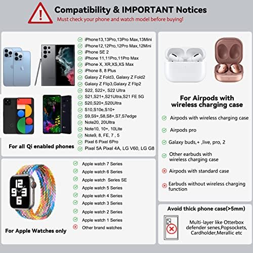 Безжичен полнач на LeChivee за iPhone, 3 во 1 станица за безжично полнење за iPhone 14/Apple Watch, iPhone 14 Pro Mag Safe Case компатибилен