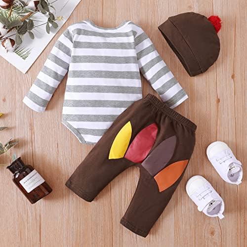 Dimoybabe Божиќно момче облека облека новороденче облека, симпатична облека за новороденчиња 3 парчиња долги ракави ромперски панталони капа