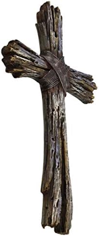 Рустикален декоративен wallиден крст на дрифтвуд - faux исушено дрво солиден Исус уметност
