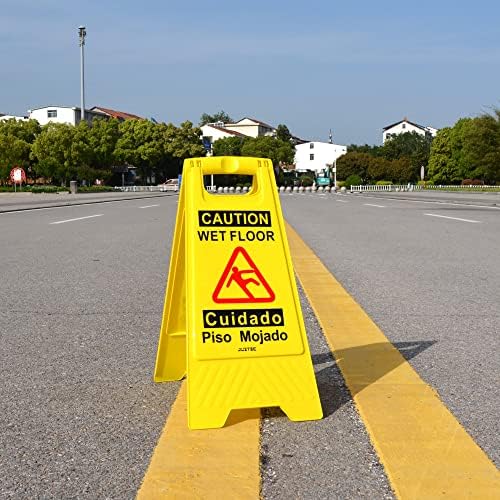 Signуттек Влажен кат знак 3 пакет - ВНИМАНИЕ Влажни подни знаци комерцијални за безбедносни мерки на претпазливост | Видлив жолт