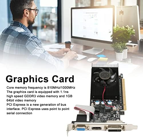 Графичка картичка за игри, 1 GB DDR3 64bit графичка картичка, 810MHz 1000MHz 2560X1600 Видео картичка, DVI VGA PCI Express 2.0, Компјутерска