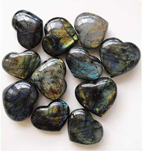 Lубовник природен лабрадорит кристал, 2,2-2,5 инчи неправилна форма срце Реики чакра лекување камен дома
