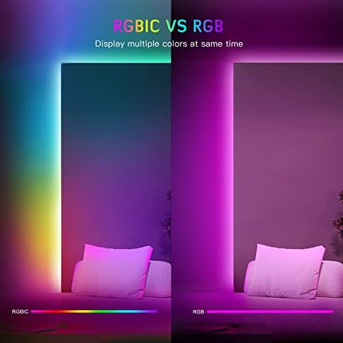 RGB-IC COB LED Лента Светла, 9.8 ft/3m Паметни LED Светла ЗА Спална соба, 12V BLUETOOTH Боја Менување LED Светла СО Контрола На Апликацијата,