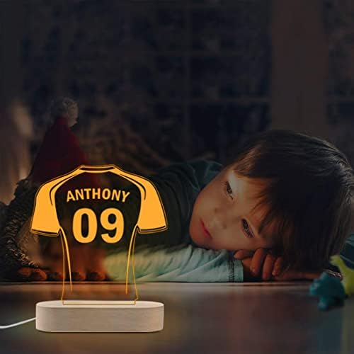 Персонализиран фудбалски дрес Акрилик знак обичајно име Број на плакета Фудбал предводена ноќна светлина со 7 бои што се менуваат за