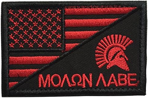Ncyda Molon Labe Spartan American Flag USA Воена тактичка тактичка кука и јамка Декоративни закрпи за везови со 3 x 2 инчи со