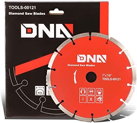Алатки за моторирање на ДНК-00121 7 x 7/8 in. Дијамантски пила-сув / влажен челик пресечен диск со тенок керф, остри рабови, за сечење на бетонски