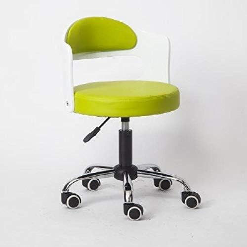 Прилагодлива висина столица на тркалото ， фризери сечење столче со зелено синтетичко кожено седиште ， прилагодлива висина 43-53