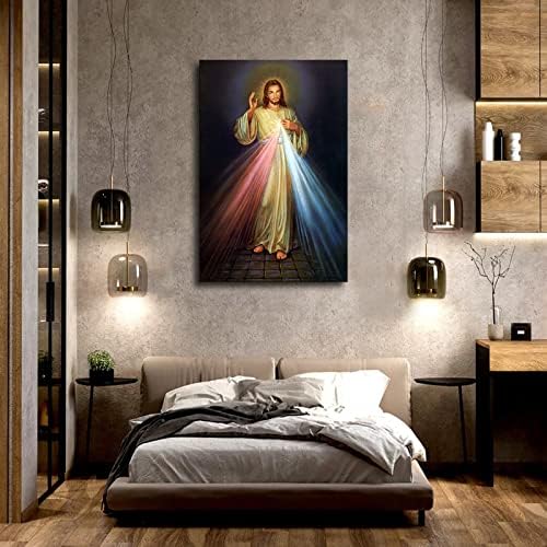 Исус Христос Божествена милост платно по постер и wallидна уметност слика, модерни постери за украси за семејни спални соби
