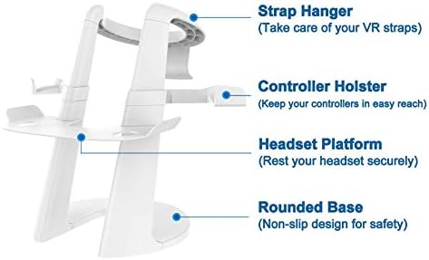 Уживајте во VR Stand со држач за контролори, VR слушалки за приказ и контролор станица за Oculus Quest 2, Oculus Rift S, Oculus
