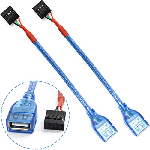 Risingsaplings 2pcs матична плоча USB кабел USB 2.0 Type A женски до 9 пински Dupont Femaleенски заглавие Кабел за матични плочи околу 15