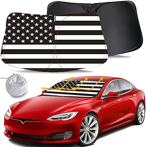 Сонцето на шофершајбната за моделот Tesla Model 3 Model y/x/s, задебелена сребрена обложена крпа за сончање за предниот прозорец,