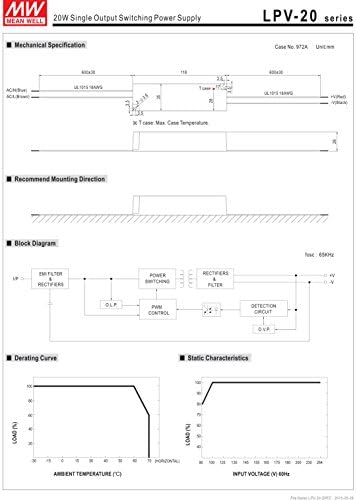 MW значи добро LPV-20-12 12V 1.67A 20W единечен излез LED прекинувач за напојување