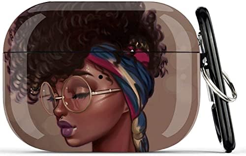 Case Black Girl AirPods Pro Case - Wonjury Afrafor Acforse Acforce Thard Case Cover Skin Portable & ShockProof Women Girls со клуч за клучеви за Apple AirPods Pro Charging Case