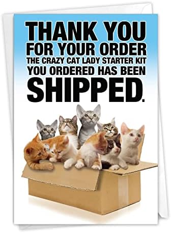 Благороднички, смешна среќна роденденска картичка со плик - честитка за шарен хумор за белешки - комплет за стартување на мачки 8016Z