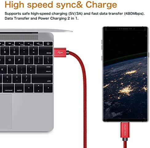 Кабел за USB тип Ц, USB C полнач за полнач најлон плетенка за брзо полнење со кабел за полнење компатибилен Samsung Galaxy S10E S9E S8 Plus,
