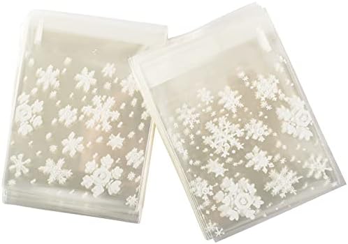 300 парчиња снегулка третираат торби само лепило колачиња торбички што можат да се ревидираат во целофан, третираат торби за подароци за пакување торбички, торбички