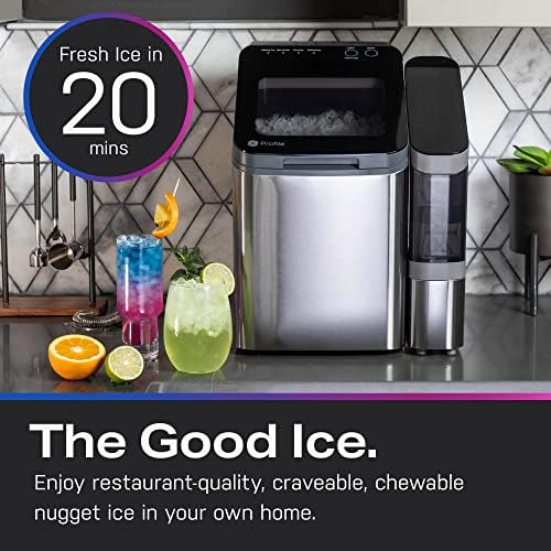 GE профил OPAL 1.0 Nugget Ice Maker | Производител на мраз на Countertop Pebble | Преносна машина за мраз прави до 34 фунти. на