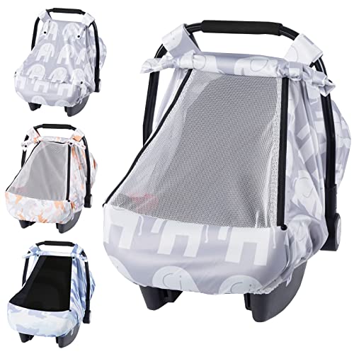 Покрив за седиштето на автомобилот SMTTW за бебиња, затегната крошна за дишење на автомобили со прозорец со ekиркање, повеќекратно покритие за шетачи за новороденчиња