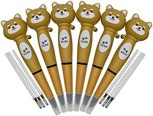 Maydahui 6pcs Shiba Inu Ballpoint пенкало слатко куче пенкало Декомпресија животно пенкало црно мастило за ученици од училишна забава