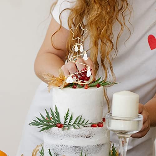 ВАЛИКЛУД 2 ПАРЧИЊА Божиќна Декоративна Торта Топер Железна Уметност Бисер Приврзок Ѕвезда Божиќна Торта Изберете Декорација