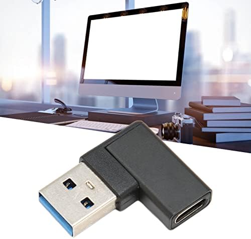 USB до USB C адаптер, 90 степени USB 3.0 машки до USB Cенски конвертор, Mini USB до USB C кабел адаптер за лаптопи Телефонски компјутер