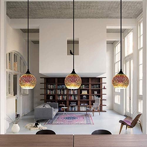 Frideko Home Industrial Modern 3D Colourfull Glass Pendant Light 9,8 инчи огномет Глобус топка Стил висина ламба креативно осветлување за осветлување