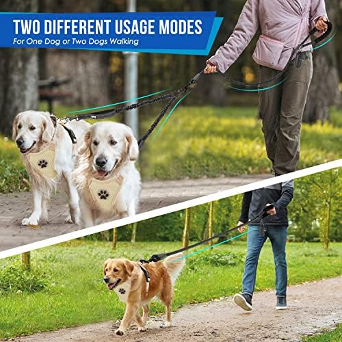 Слоутон Двојни Каишки за 2 Кучиња-360° Вртлив Двојно Куче Поводник Заплетка Слободен Големи Кучиња Тешки Рефлектирачки Двојно Куче