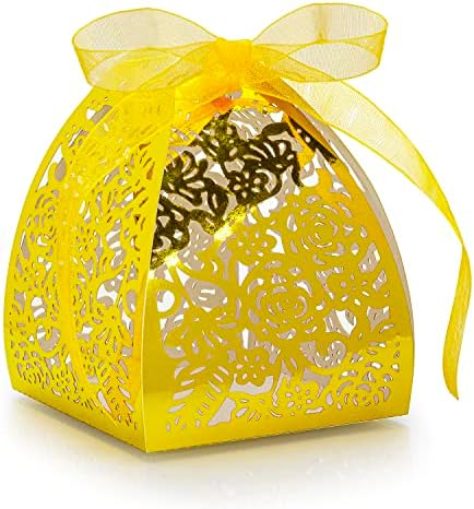 КАЗИПА 50 парчиња Фаворизираат Кутии 2.5х 2.5 х 3.1 Кутии За Свадбена Услуга Ласерско Сечење Кутии За Наклонетост За Забави Мали Кутии За Подароци За Забава Свадба Невес