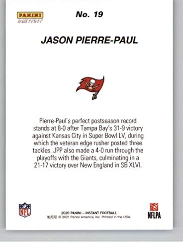 2021 Panini Super Bowl LV Champions 19 asonејсон Пјер-Пол Тампа Беј Буканеерс НФЛ Фудбалска картичка НМ-МТ