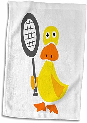 3drose Смешна жолта патка која држи тениски ракета примитивна уметност - крпи