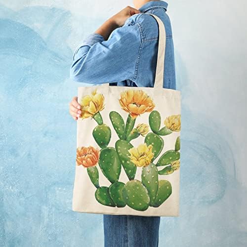Wengbeauty Canvas Tote Bag Adquorcual Cactus цвета убава шарена ботаничка 4 рамо торба за еднократна употреба на намирници за намирници за намирници