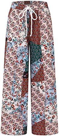 Женски панталони случајна работа со големина 16 жени големи печатени модни цветни обични панталони лабава опрема за цвеќиња за жени