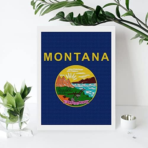 Државно знаме на Монтана Калифорнија, дијамантско сликарство слика, wallидна уметност платно, целосна вежба комплет Кристал слики од