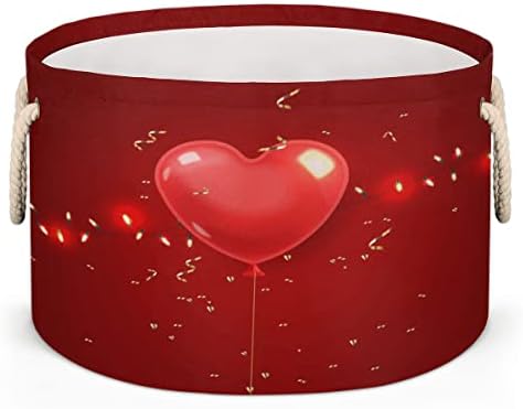 Црвен ден на вalentубените loveубов срце срце големи тркалезни корпи за корпи за перење алишта со рачки ќебе корпа за складирање за полици