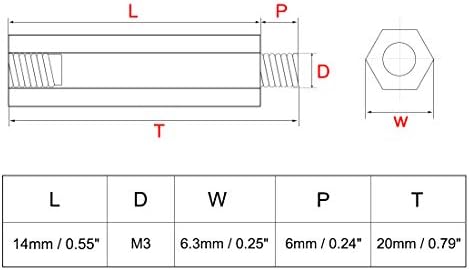 UXCELL M3X14MM+6MM MALE-FEMALE HEX NLON PCB MATHORD SPACER SPARER за FPV Drone Quadcopter, Компјутер и коло