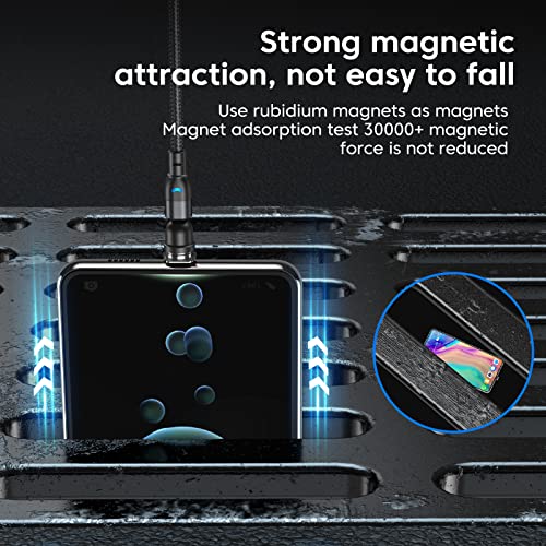 Кабел за магнетно полнење со одадд 6 пакет [1,6ft+3,3ft+3,3ft+6,6ft+6,6ft+10ft], 540 ° ротирачки 3in1 магнет телефонски полнач со LED светло-најлон-плетенка,