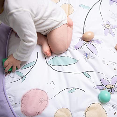 Скокно ofо - тркалезно бебе со ватирана подот за време на стомакот, преносен, мек и безбеден бебе за бебиња за ползи и игра, совршен за плејдати