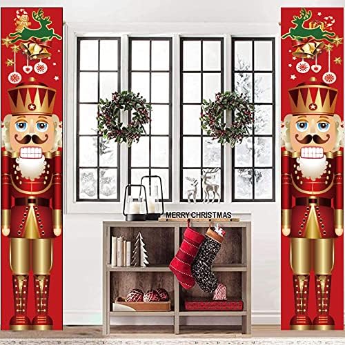 Оревокршачка Божиќна тремот Банер декорација на влезната врата, 6ft Life Septer Model Model Nutcracker Xmas Outdoor Wank Sign