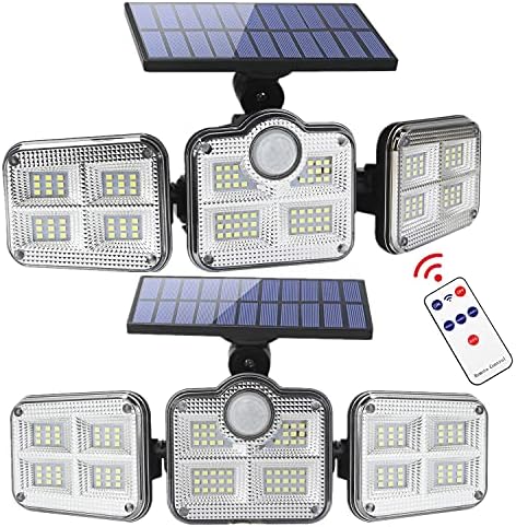 Сончеви светла на отворено водоотпорни - Сензор за сензори за соларно движење 270 ° широк агол: Сончеви безбедносни светла 3 Прилагодливи глави