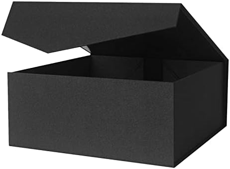 Yawoirg црна сегашна кутија со капаци, 5 пакувања 9x9x4 инчи магнетни кутии за подароци за подароци, кутии за предлози за деверуша