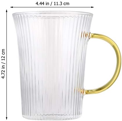 Хемотон проѕирни стаклени чаши Широка Уста Чаши За Пијалоци Со Рачка За Пиење Стаклени Садови Чај Сок Топла Чоколадна чаша 300мл