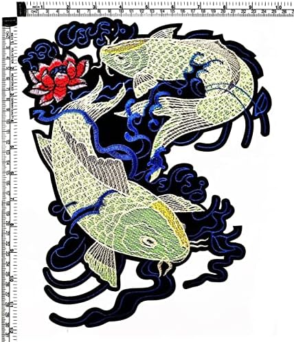 Кленплус. Голем Голем Џамбо Јапонија Животни Кои Риба Зелен Цртан Филм Шие Железо На Лепенка Везена Апликација Занает Рачно Изработена Облека