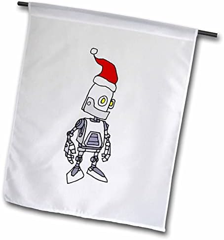 3dRose Симпатична Смешни Робот Носи Дедо мраз Шапка Божиќ Технологија Цртан Филм-Знамиња