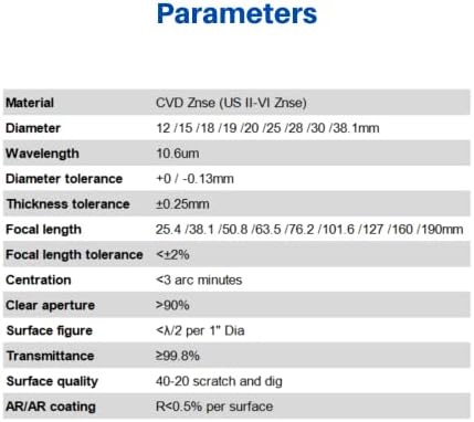 McWlaser CVD Znse Focus Lens Dia: 20mm fl: 2,5 / 63,5 mm за CO2 ласерски граверот секач 40W 50W 60W 80W 100W 130W 150W 180W 200W