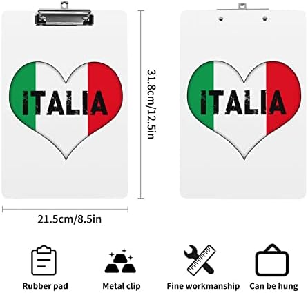 Ја Сакам Италија Срце Пластика Клипборд Хартија Клип Држач Со Низок Профил Клип За Медицински Сестри Студенти Канцеларија