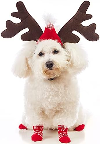 Coomour Dog Christmas Crignerseer Antlers Hat со домашно милениче Божиќна снегулка чорап мачка класична елк за глава на глава на додатоци