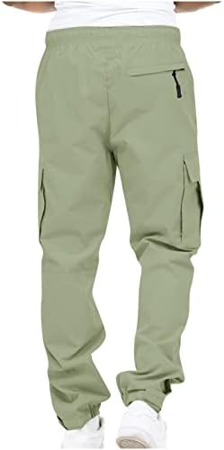 Sgaogew Men Панталони обични тенок вклопни мажи лабава памучна работна облека џеб цврсти еластични панталони панталони со панталони